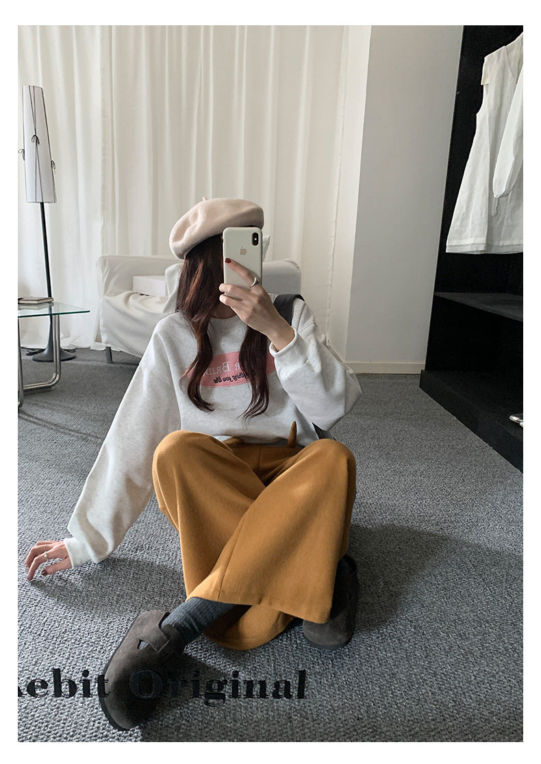 【H5478】實拍秋冬韓國質感刺繡棉質舒適衞衣251109