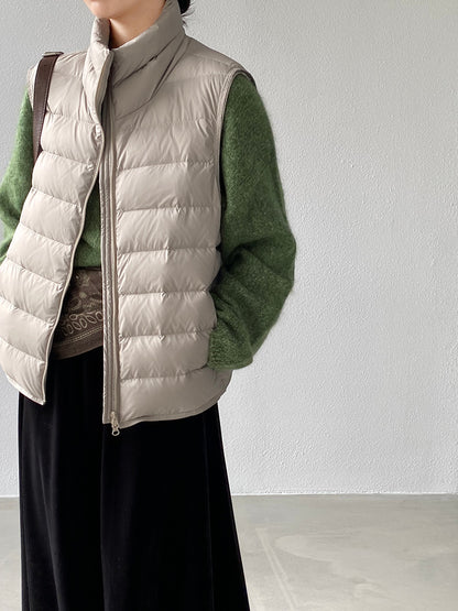 【cimz6377】實拍立領排骨雙頭拉鏈羽絨背心(90白鴨絨)251120