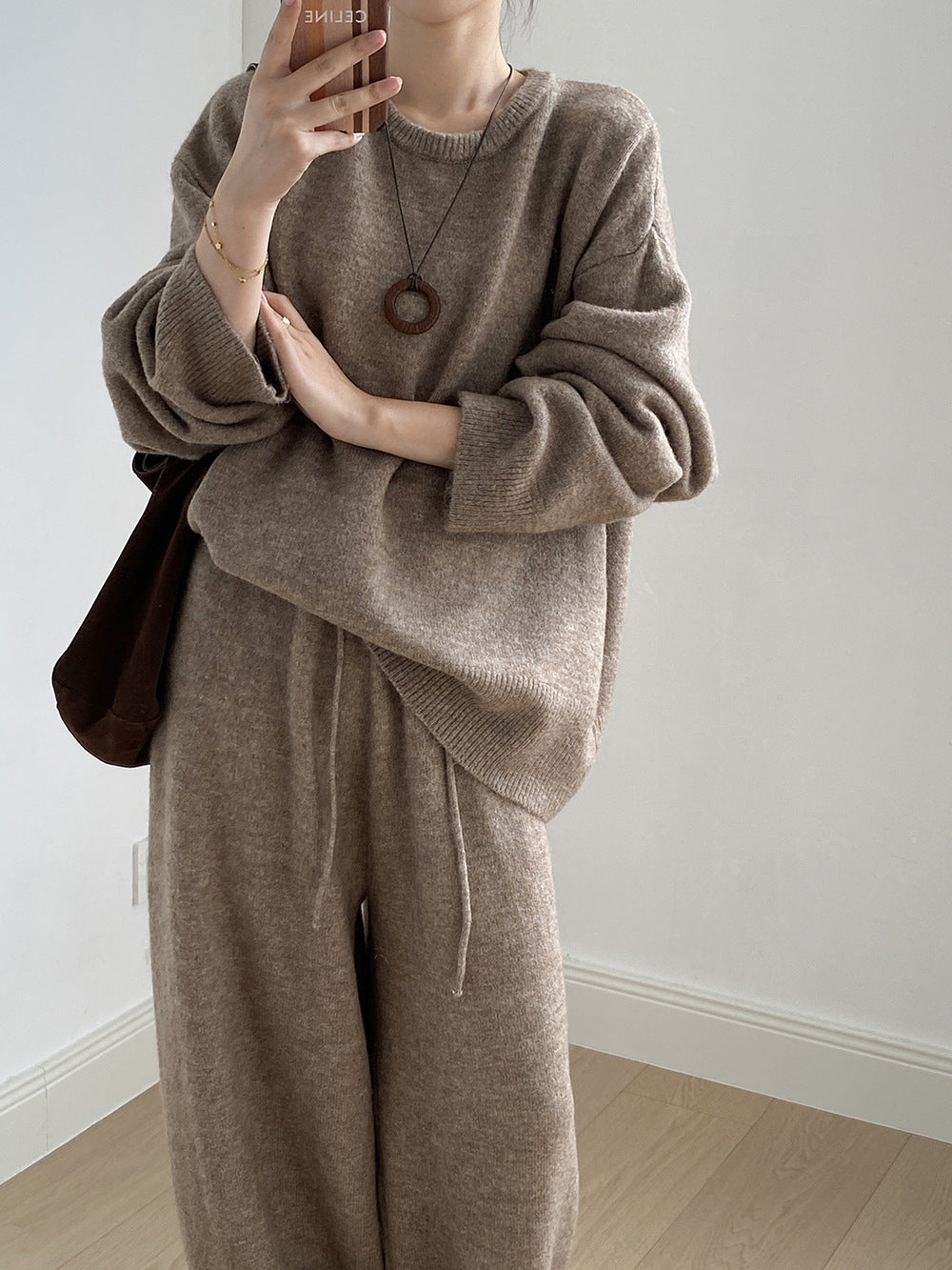 【YP1015】 實拍寬鬆針織毛衣＋休閒針織長褲 套裝251023