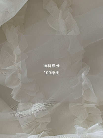 【cimz0276】實拍溫柔仙女層次網紗小荷葉長裙260108