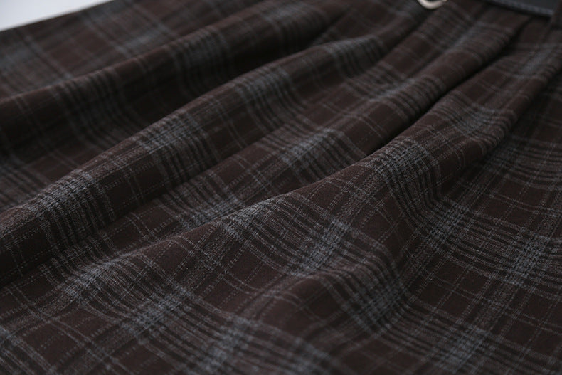 【LD11071】實拍氣質復古格紋毛呢a字裙251209