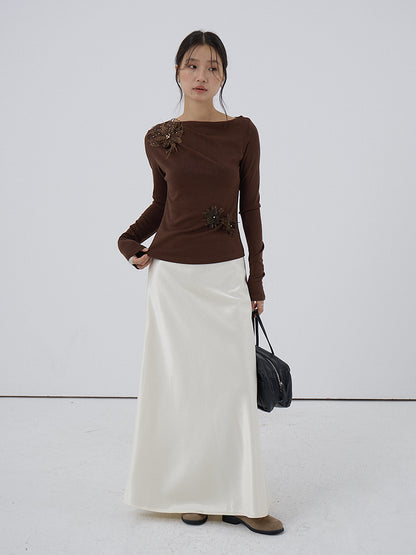 【LD3288】實拍秋冬高腰垂感抓絨厚款緞面魚尾裙251103