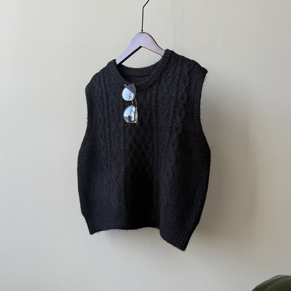 【YP2617】 實拍圓領麻花軟糯針織背心251023