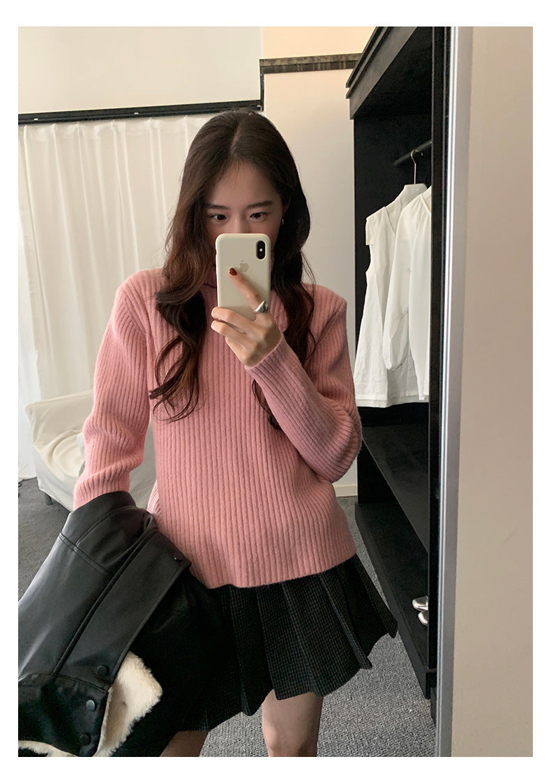 【H5484】實拍秋冬加厚慵懶高領針織毛衣251109