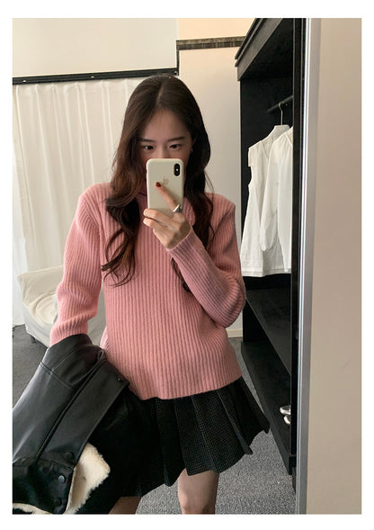 【H5484】實拍秋冬加厚慵懶高領針織毛衣251109