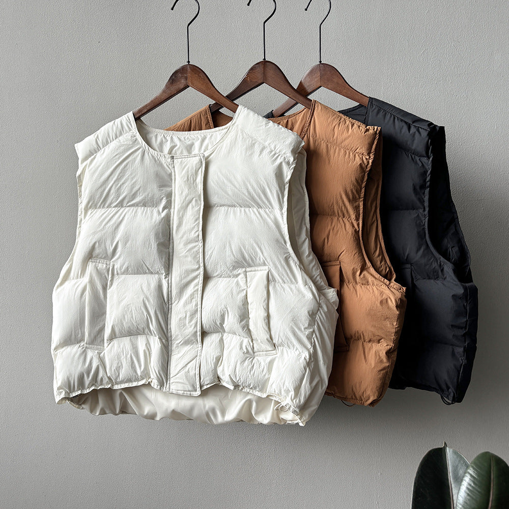 【Y82635】實拍秋冬簡約圓領棉背心251106