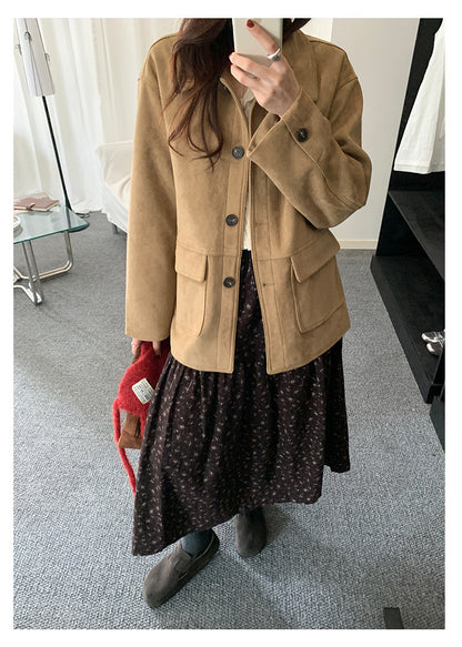 【H5493】實拍復古高領麂皮絨西裝外套251109