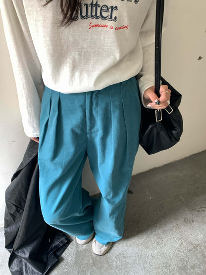 【H5394】實拍韓系高腰燈芯絨直筒褲250902