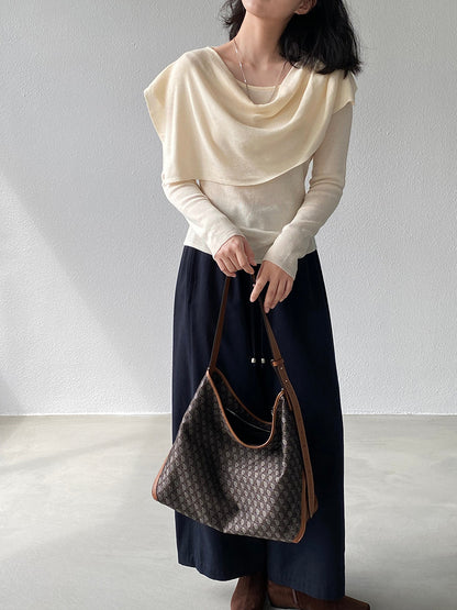 【cim396】實拍慵懶蕩領假2件披肩針織毛衣251030