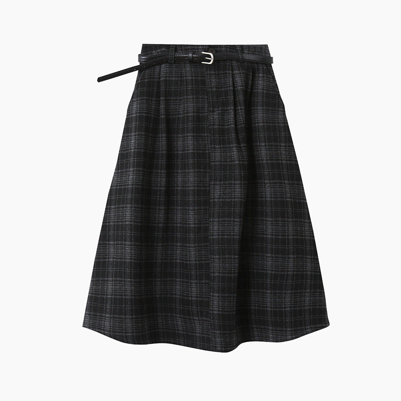 【LD11071】實拍氣質復古格紋毛呢a字裙251209