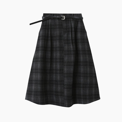 【LD11071】實拍氣質復古格紋毛呢a字裙251209