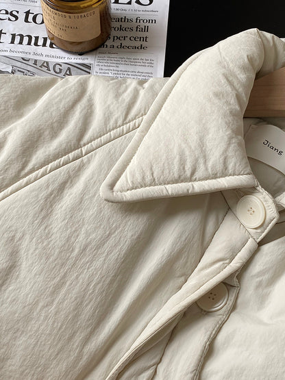 【cimz1235】 雪山奶糖 Muji 風輕薄初冬簡約廓形寬鬆棉服外套260108