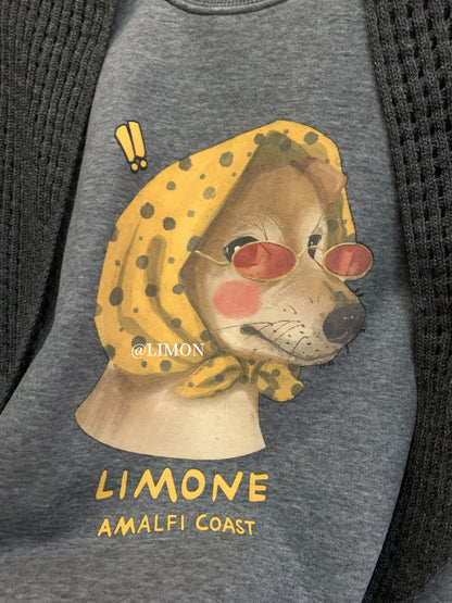 【L9295】實拍檸檬秋冬狗狗印花加絨衞衣+針織披肩251117