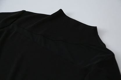 【LD11024】實拍氣質網紗拼接加絨半高領長袖T恤251124