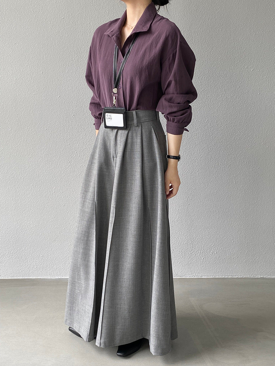 【cim1653】實拍秋日必備高腰壓褶大擺西裝褲251030