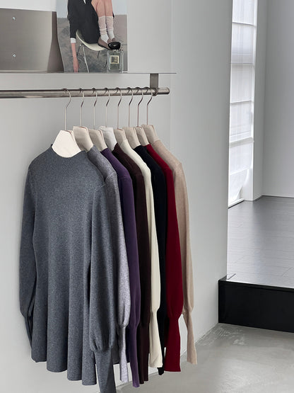 【cimz6652】實拍氣質半高領/V領燈籠袖極簡氣質針織衫251128