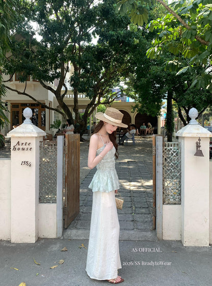 【L26268】實拍仙氣純慾風🌸氣質立體花朵抓皺平口上衣/抹胸260330