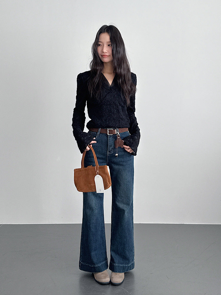 【LD3286】實拍S~XL冬季植絨加絨高腰彈力牛仔褲+鑰匙扣251103