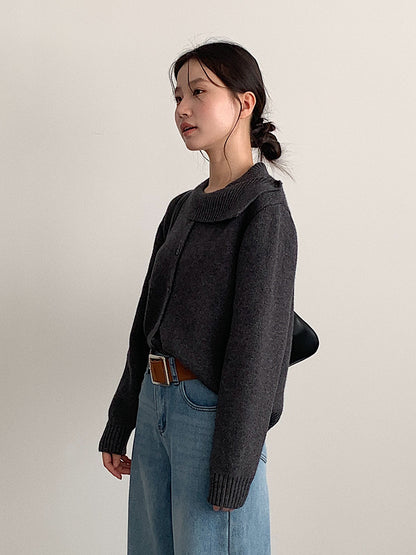 【LD11002】實拍秋冬法式設計感斜領針織毛衣外套251110