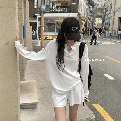 【L9008】實拍檸檬家休閒運動套裝 顯瘦上衣+寬鬆闊腿褲250901