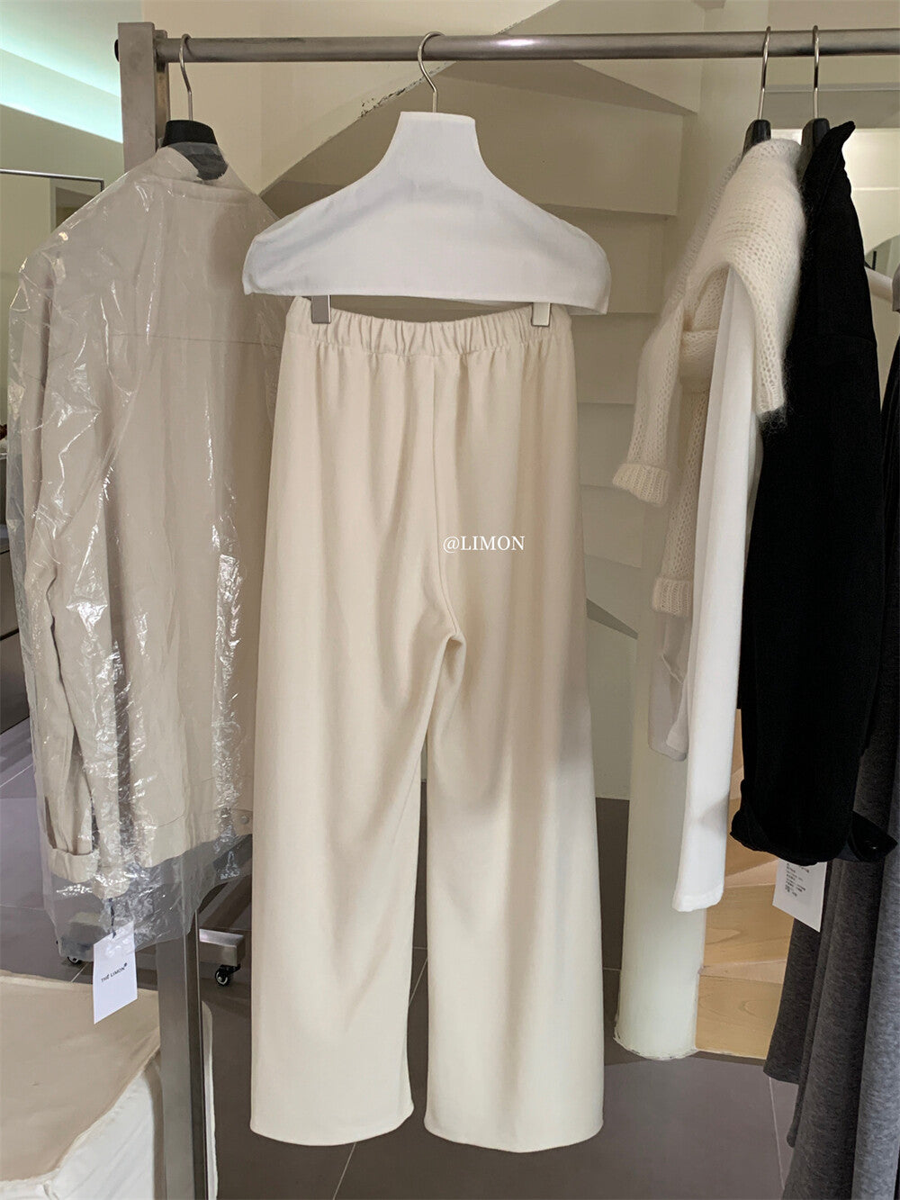 【L1185】實拍檸檬秋冬簡約羊絨抽繩直筒休閒褲251117