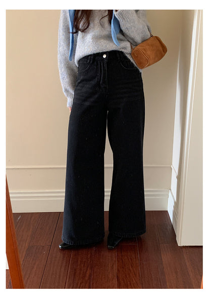 【H5509】實拍S~XL復古加絨加厚高腰直筒牛仔褲251118