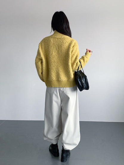 【LD11015】實拍雙頭拉鍊毛絨半高領加厚針織毛衣外套251110