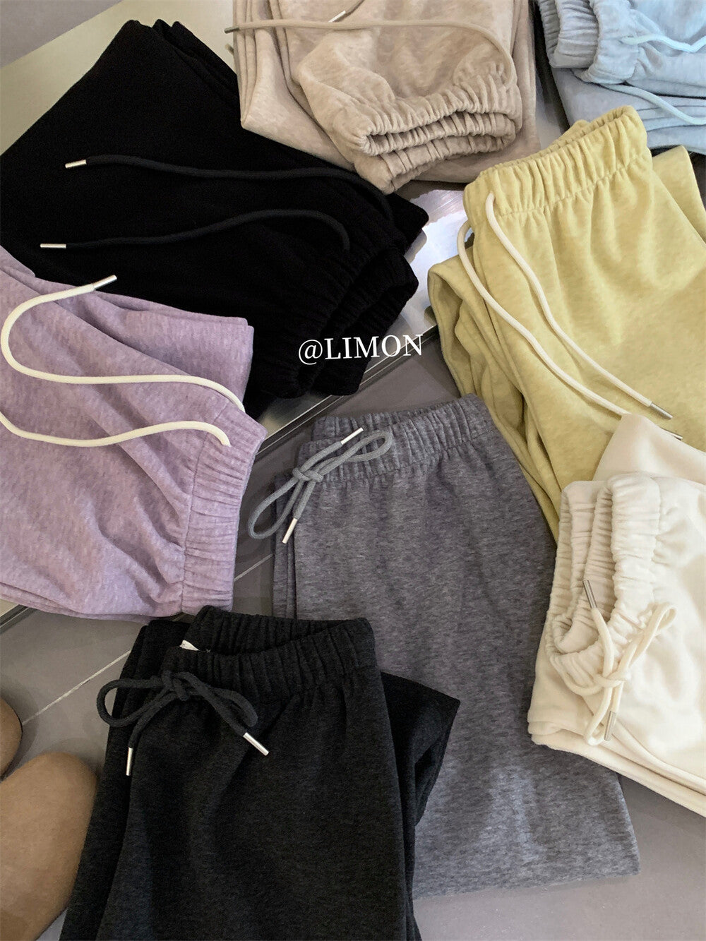 【L1185】實拍檸檬秋冬簡約羊絨抽繩直筒休閒褲251117