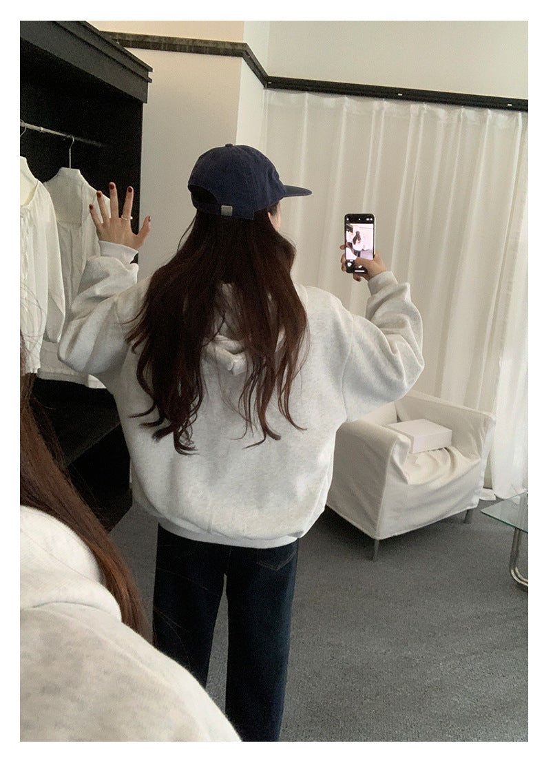 【H5495】實拍男友寬鬆款刺繡長袖連帽衞衣外套251109