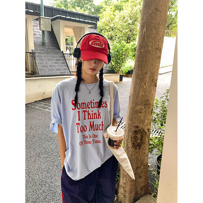 【H5256】實拍夏季寬鬆字母印花T恤250513