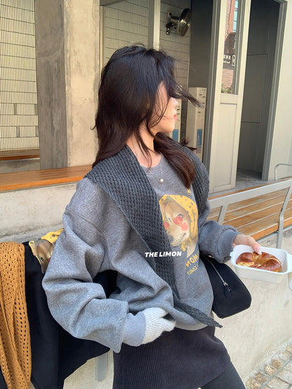 【L9295】實拍檸檬秋冬狗狗印花加絨衞衣+針織披肩251117