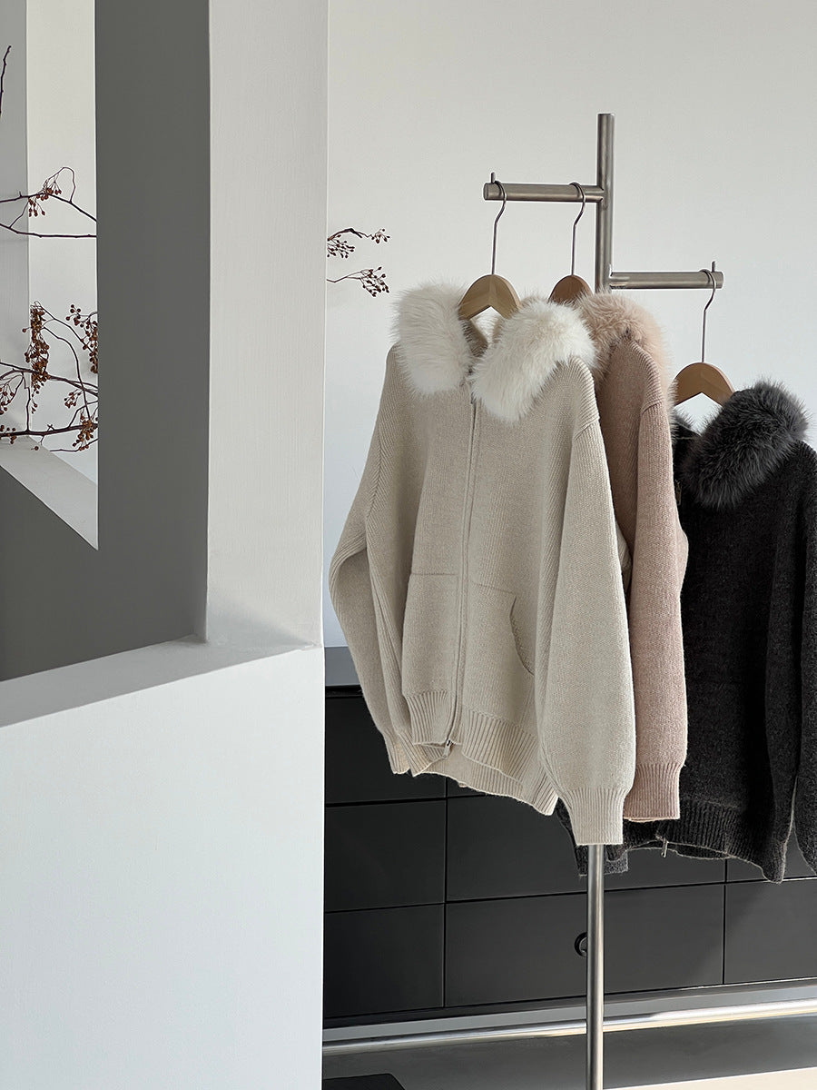 【cimz8321】實拍可拆卸毛領連帽拉鍊毛衣外套251128