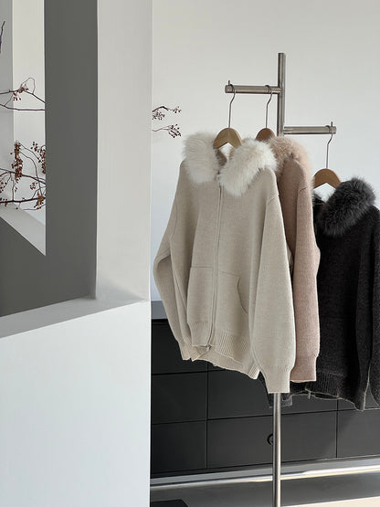 【cimz8321】實拍可拆卸毛領連帽拉鍊毛衣外套251128