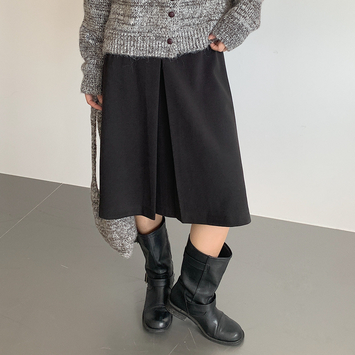 【LD3300】實拍S~XL韓版高腰顯瘦毛呢A字裙＋腰帶251103