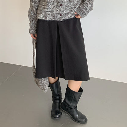 【LD3300】實拍S~XL韓版高腰顯瘦毛呢A字裙＋腰帶251103