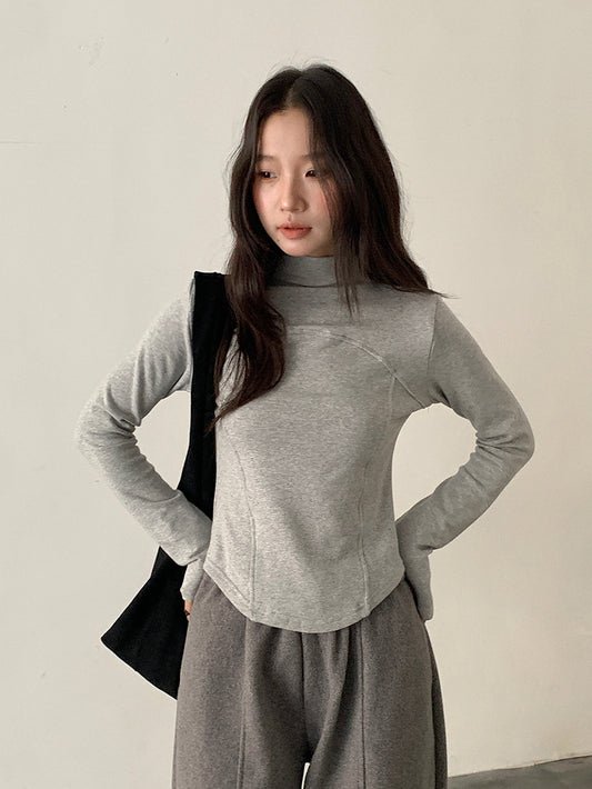 【LD11041】實拍羊绒簡約高領長袖T恤251202