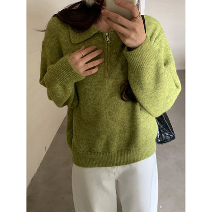 【H5513】實拍老錢風POLO領長袖針織毛衣251118