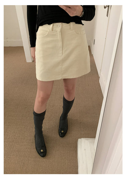 【H562】實拍秋冬S~XL必備復古高腰燈芯絨A字裙251021