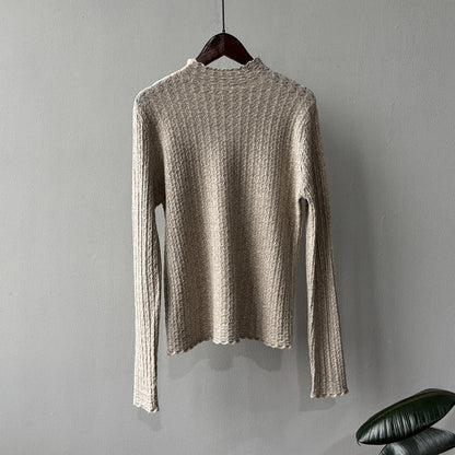 【Y312】實拍高單質感鏤空蕾絲半高領針織衫251106