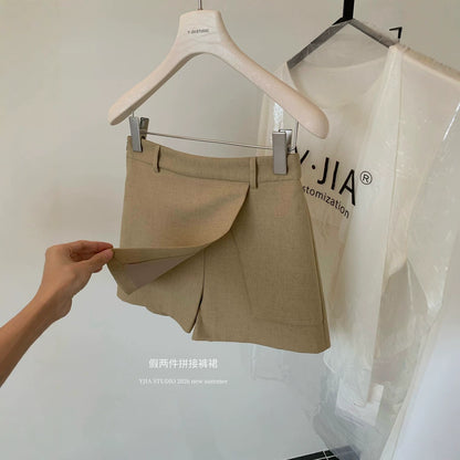 【L9158】Y.JIA老錢風時髦氣場☕夏季V領無袖西裝背心+不規則休閒短褲套裝260706