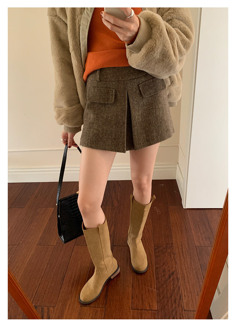 【H5523】實拍S~XL氣質千金質感高腰A字裙褲251125