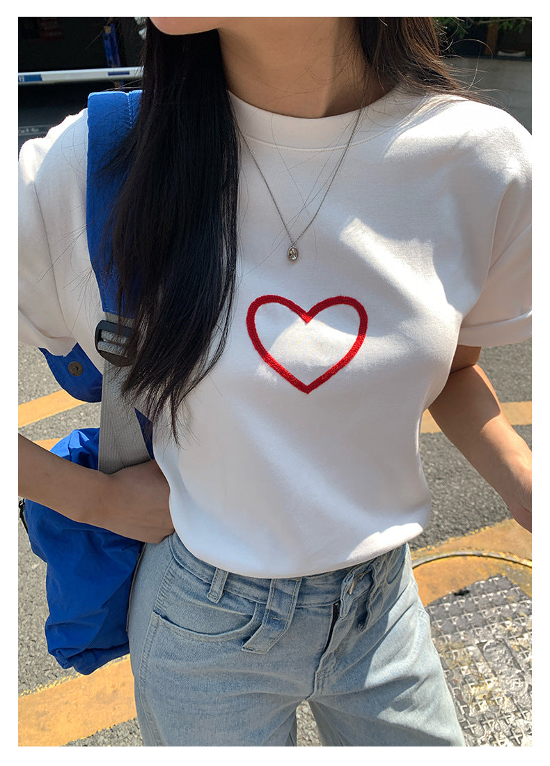 【H5147】實拍春夏立體刺繡寬鬆純棉短袖250331