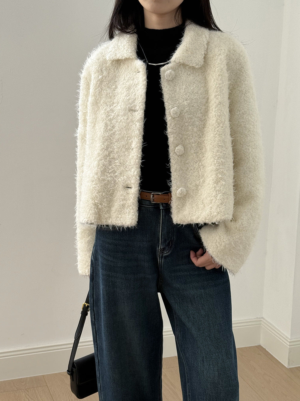 【Y8722】實拍高質感白鴨絨羊毛小香羊羔毛外套（白鴨絨90%)251106