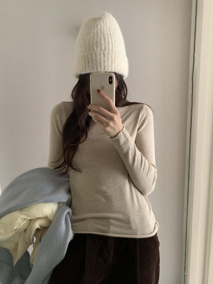 【H5481】實拍基礎6色堆堆領毛針織T恤251109