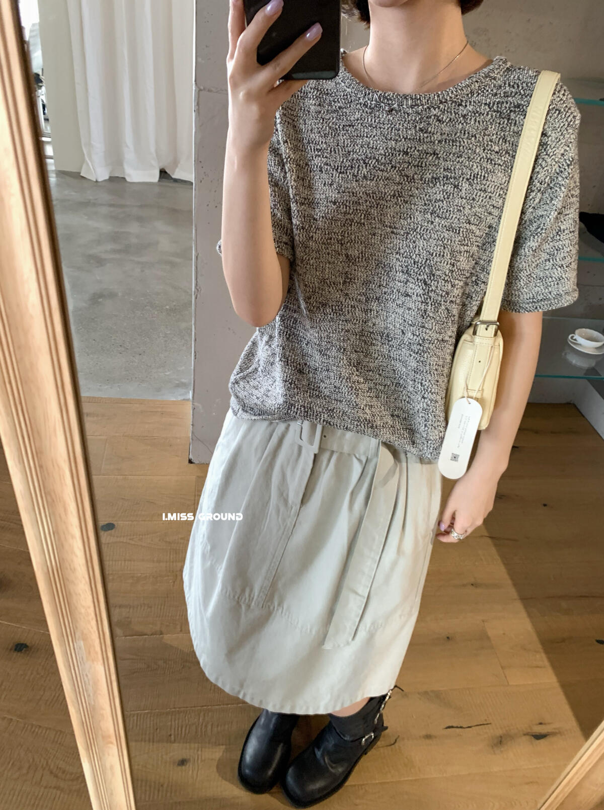 【LR991371】實拍imiss高級感氣質！高級感混雜色圓領短袖針織衫260305