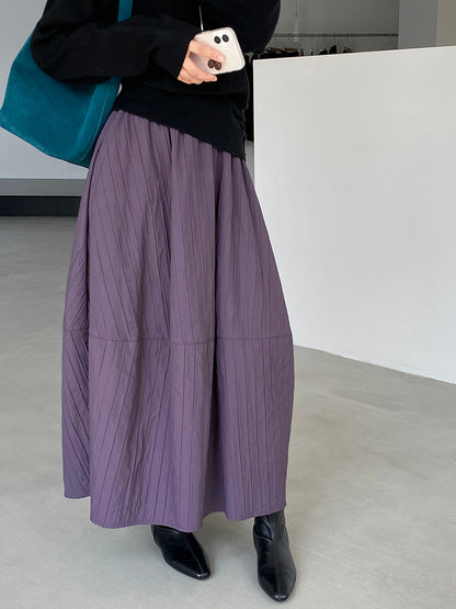 【cim1708】實拍秋冬法式寂靜高腰加厚微花苞A字裙251030