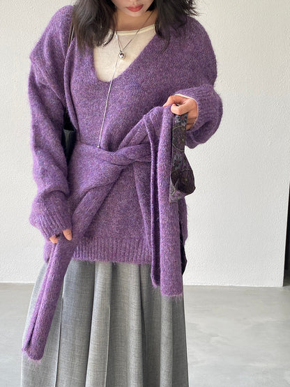 【cim8802】實拍纯色溫柔針織毛衣+針織披肩(羊毛8）251114