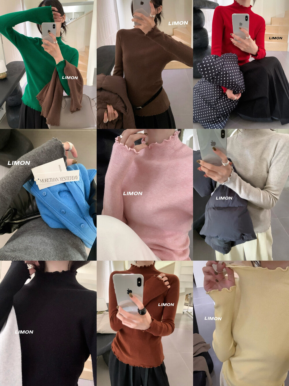 【LDF006】檸檬家親膚絨木耳邊半高領長袖針織衫251117