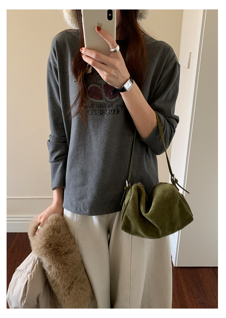 【H5497】實拍德絨加厚磨毛長袖T恤251118