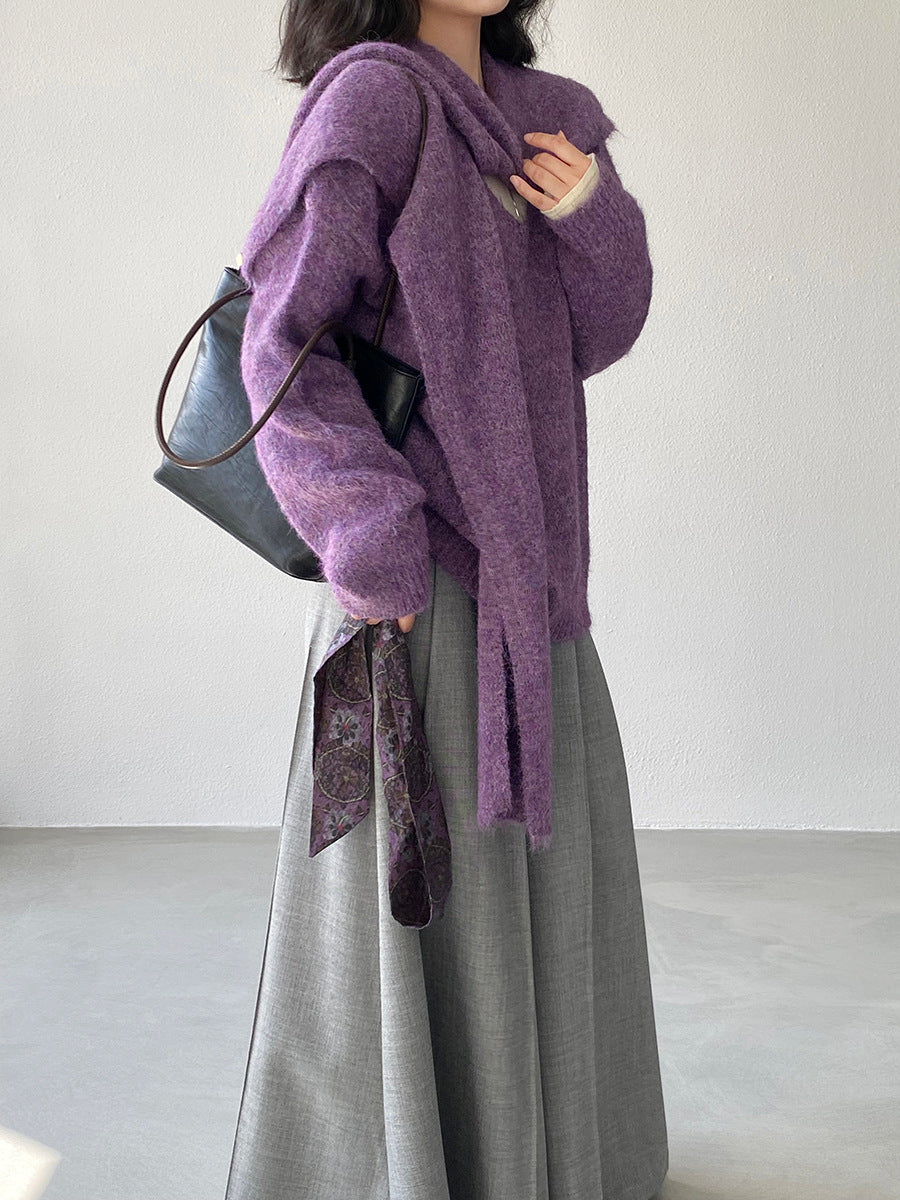 【cim8802】實拍纯色溫柔針織毛衣+針織披肩(羊毛8）251114